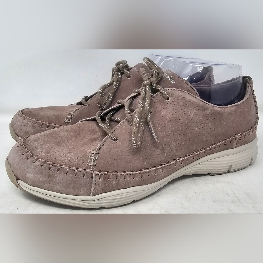 Skechers Women's Seager Prospect  Whipstitched Leather Memory Foam Sneaker Sz 10